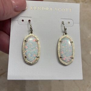 Kendra Scott gold Dani earrings white Opal EXC cond